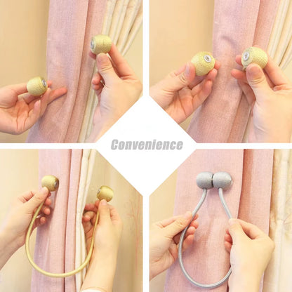 Magnetic Ball Curtain Tiebacks Tie Rope Accessory Rods Accessoires Backs Holdbacks Buckle Clips Hook Holder Home Decor